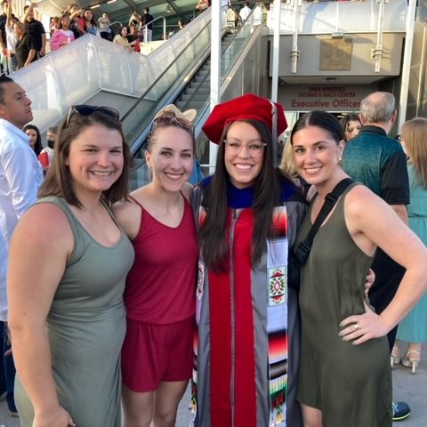 Congratulations to 2016 SMU alumna &amp; softball player Allie Lovitt on graduating from UNLV with a PhD in Psychological and Brain Sciences!

She was joined by former teammates Corrie Wilson (C/O '17), Alyssa Slate (C/O '17), and Megan Miller (C/O '16)!

#SaintsStrong 🗡 / 🥎