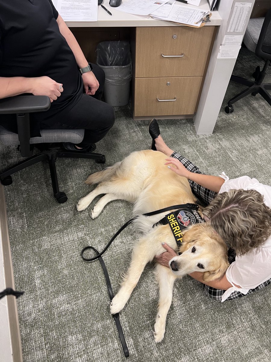 We stopped by and saw our friends at the Sarpy County Correctional Center today! Never a lack of belly rubs and ear scratches! ⁦🐾@SarpySheriff⁩ #hugdognotadrugdog