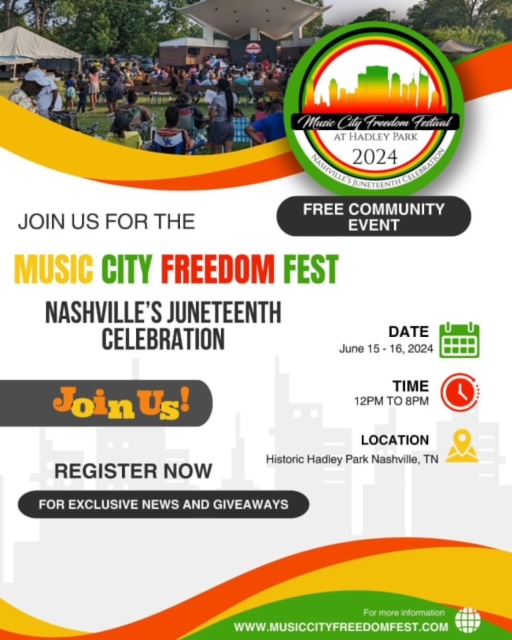TheBeechFirm's tweet photo. June 15th and 16th at historic Hadley Park!
It’s the Music City Freedom Festival, Nashville’s Juneteenth Celebration!
Bring your family, friends, and lawn chairs to celebrate our Independence and everything that makes us beautiful.
For more details, visit https://t.co/LF3HCNSDF4 https://t.co/DKzssGOcvQ