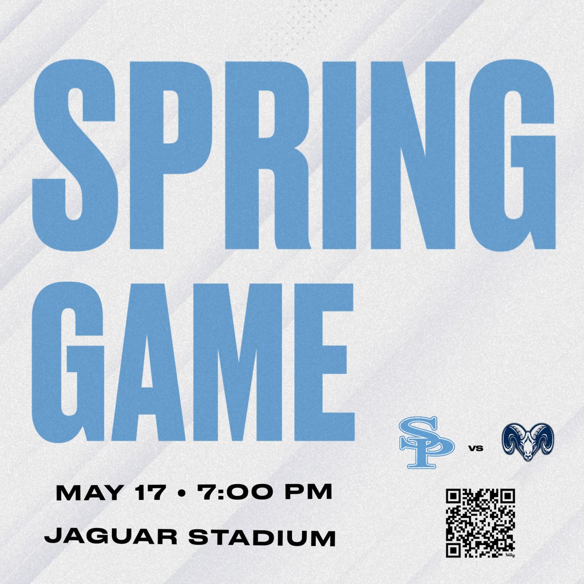 JAG NATION... It's game week!! Hope to see you Friday night at our spring game when we take on the Ramsay Rams at 7:00pm! Go ahead and get your tickets on the GoFan QR code so you can be ready! See you there!! #SPFootball #ItsComing
