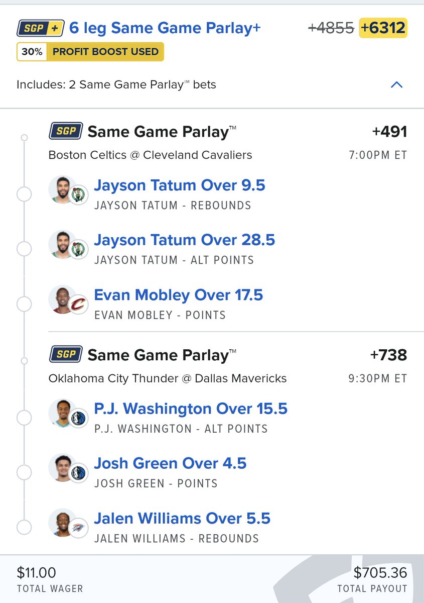 🚨 Monday NBA playoffs 🏀 🚨
Profit boosted parlay. Play your faves solo, make your own or tail. Be responsible about it.
#gamblingX #nbaprops #nbabets #nbaparlay #basketballparlay  #samegameparlay #profitboost #fanduel #phillybetbros