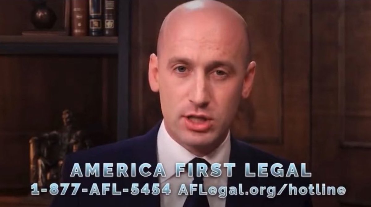 Are you a white male Christian nationalist who feels victimized by turning on the tv and seeing people who are not white? Call now, operators at America First Legal are standing by.