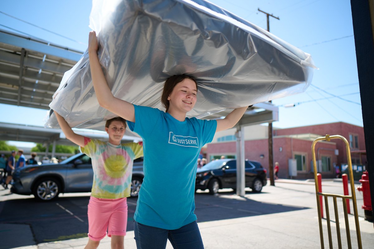 Latter-day Saint teenagers came together on Saturday, May 11, 2024, to assemble 91 new beds for the Las Vegas Rescue Mission (LVRM) in downtown Las Vegas. They also took apart old beds to be repurposed for children at East Valley Family Services. “For years I have been trying