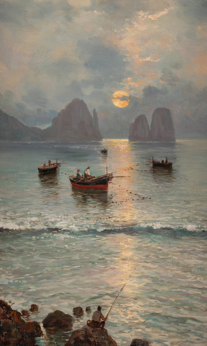 Giuseppe Giardiello 1877-1920 Outgoing fishing boats