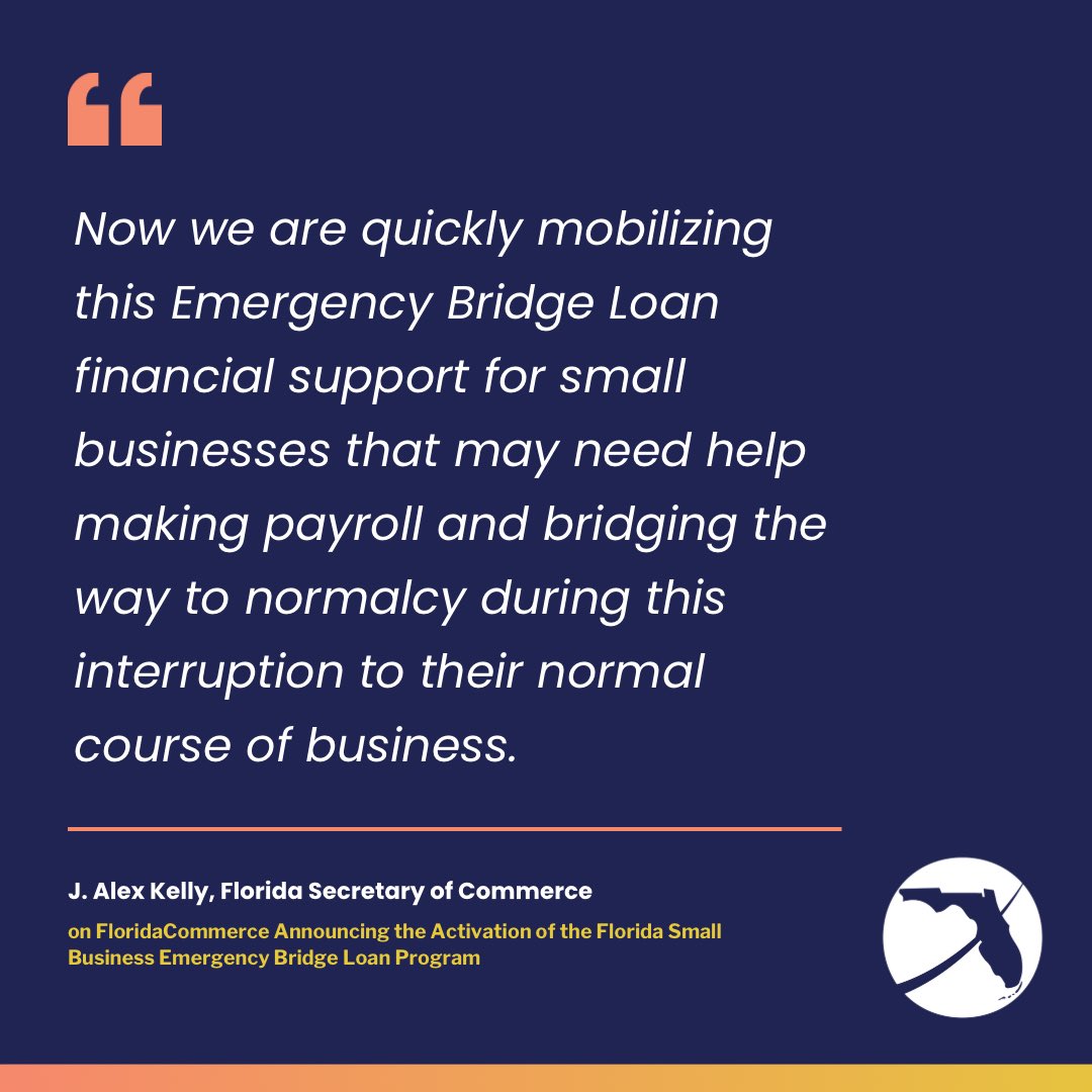 .@FLACommerce Announces the Activation of the Florida Small Business Emergency Bridge Loan Program >> bit.ly/4bjjhF6