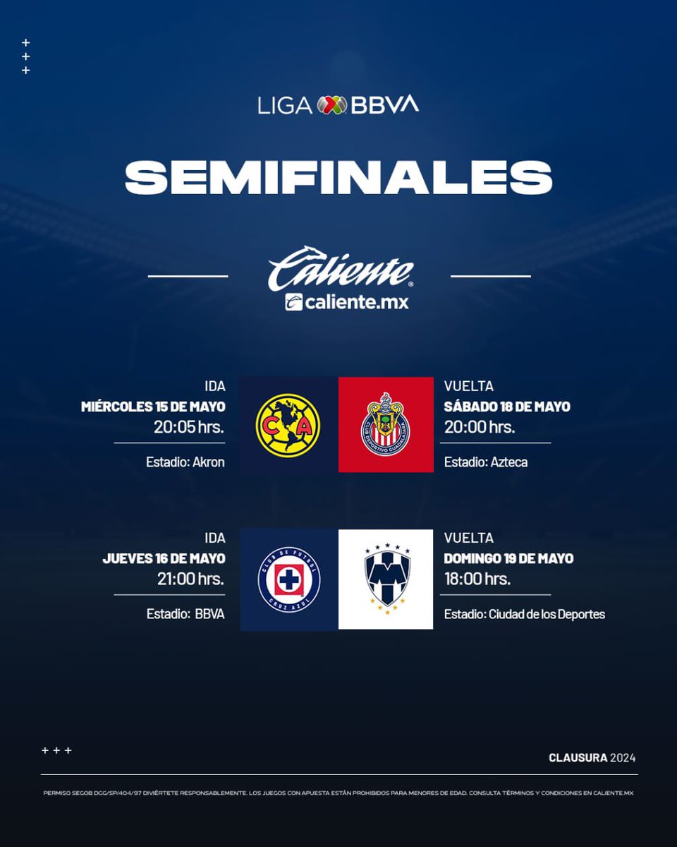 Los horarios de las semifinales de la @LigaBBVAMX @CruzAzul y @Rayados jugarán a las 6 para no interferir con el Debate Presidencial