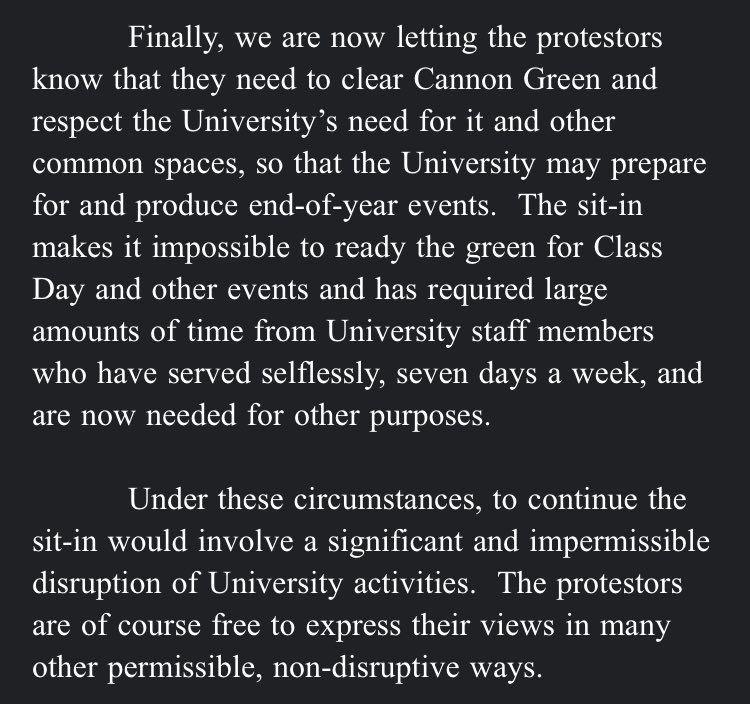 Princeton is threatening to sweep the encampment. Shame on this University and this president.