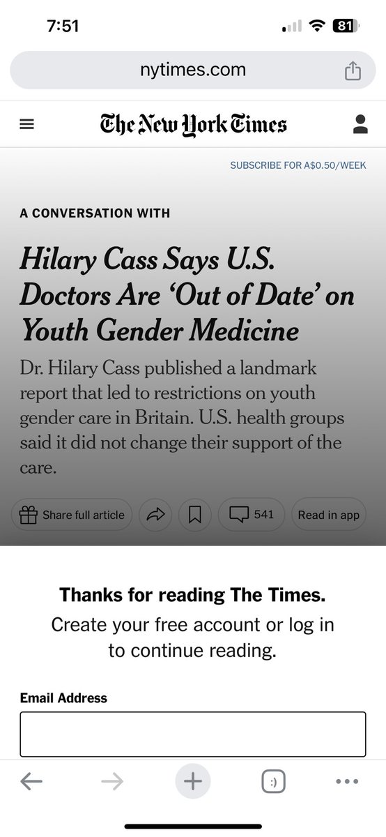 The New York Times has interviewed British paediatrician Hilary Cass & of course they should. Her report on youth gender clinics has international significance, no matter how much local politicians & gender clinicians pretend otherwise. archive.md/2024.05.13-162…