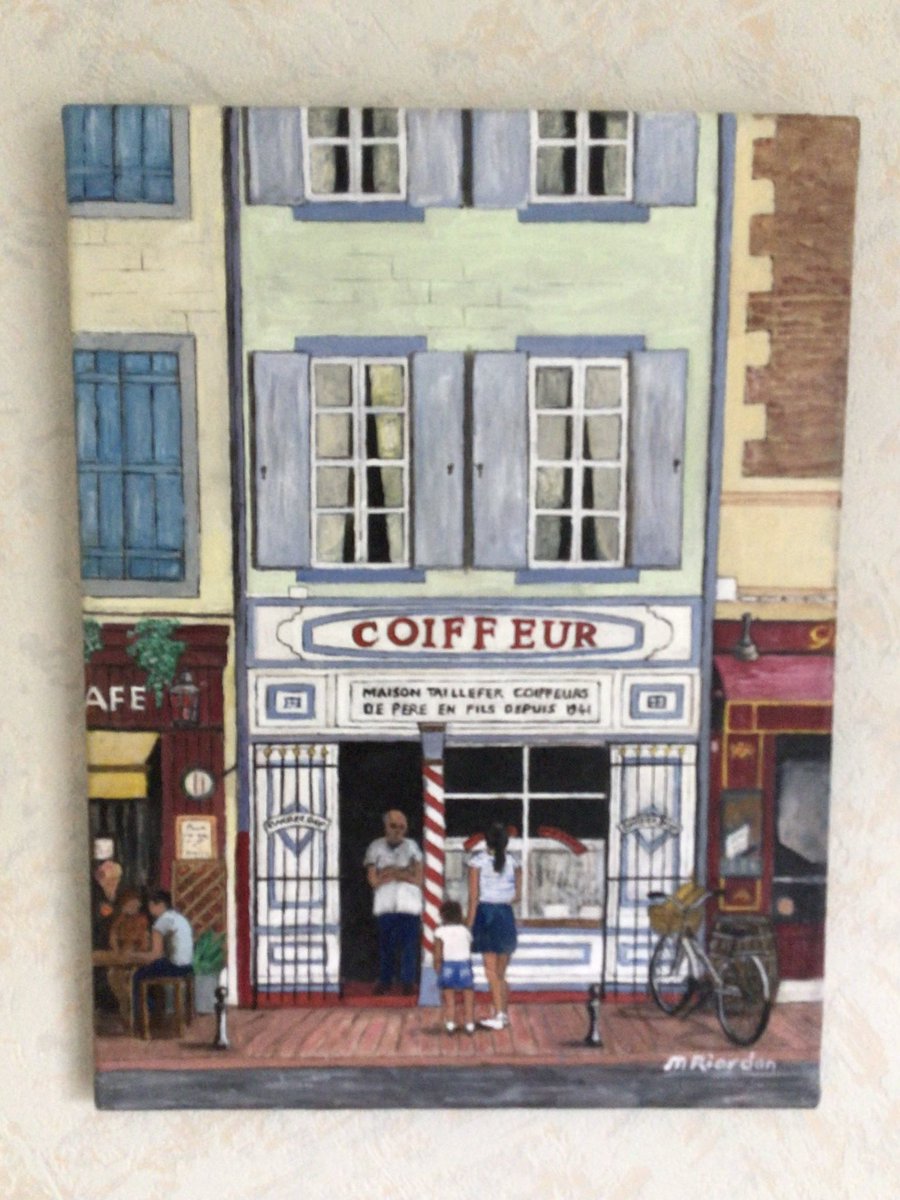 Barber shop Carcassonne, oil on canvas @art_gallery_UK #Art #Artist #Artwork #FineArt #ContemporaryArt, 
#ARTnews  #Theartnewspaper, #artoftheday, #artforsale, #artstudio, #artcollector, #artists_sharing, #bristolartist, #gallery, #happyartist, #painting, #painter,