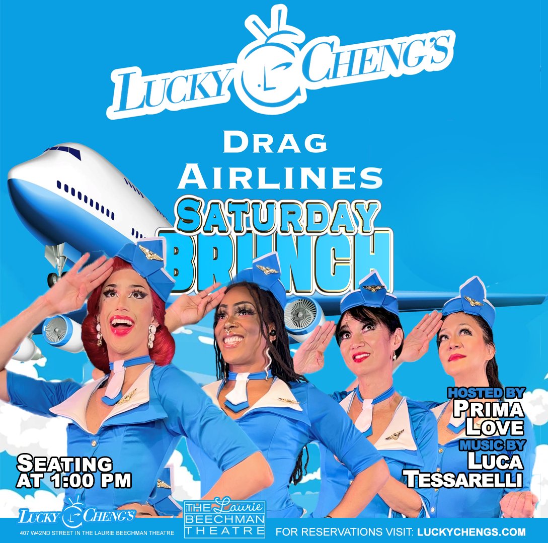 Join us for Drag Brunch on May 18th!
Bottomless Mimosa/Pinot Grigio with your brunch entree await you at our Drag ✈️ Saturday Brunch party! Boarding at 1 PM. Admission tickets available here: luckychengs.com/drag-brunch #BirthdayCelebration #NYC #BachelorParty #BacheloretteParty