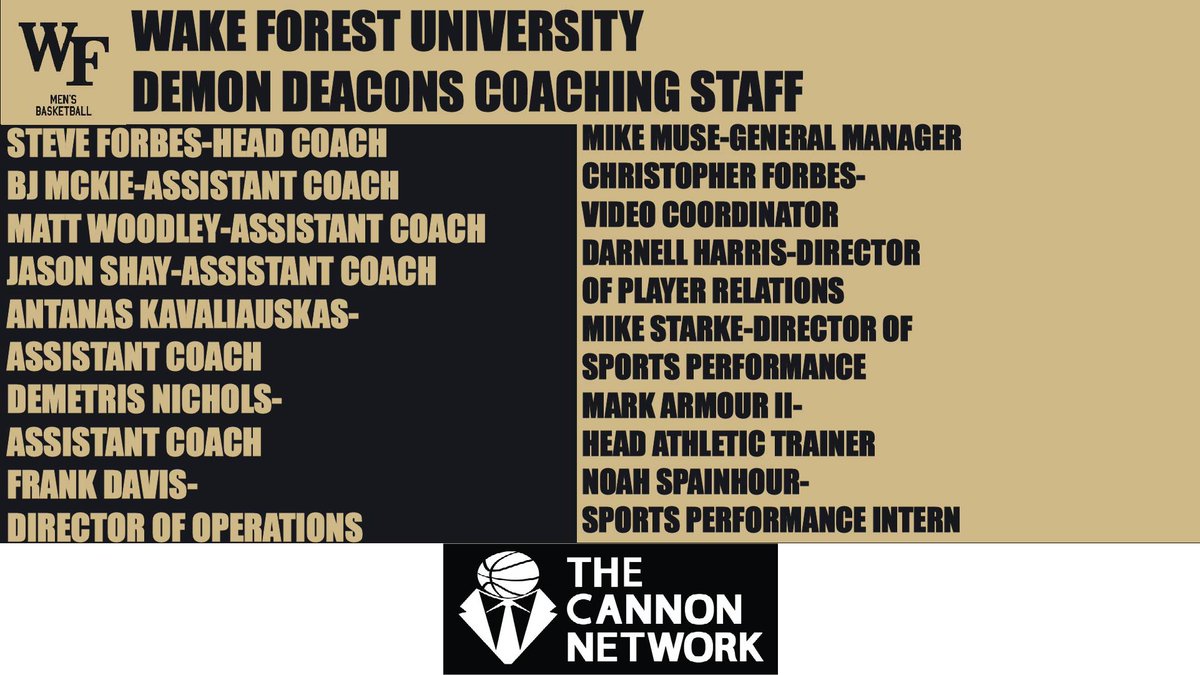 Here is @WakeMBB @DemonDeacons @WakeForest coaching staff. thecannonnetwork.com #basketball #TheCannonNetwork @ForbesWakeHoops  @CoachMcKie @CoachWoodleyWfu @jshay5 @Antanas44
