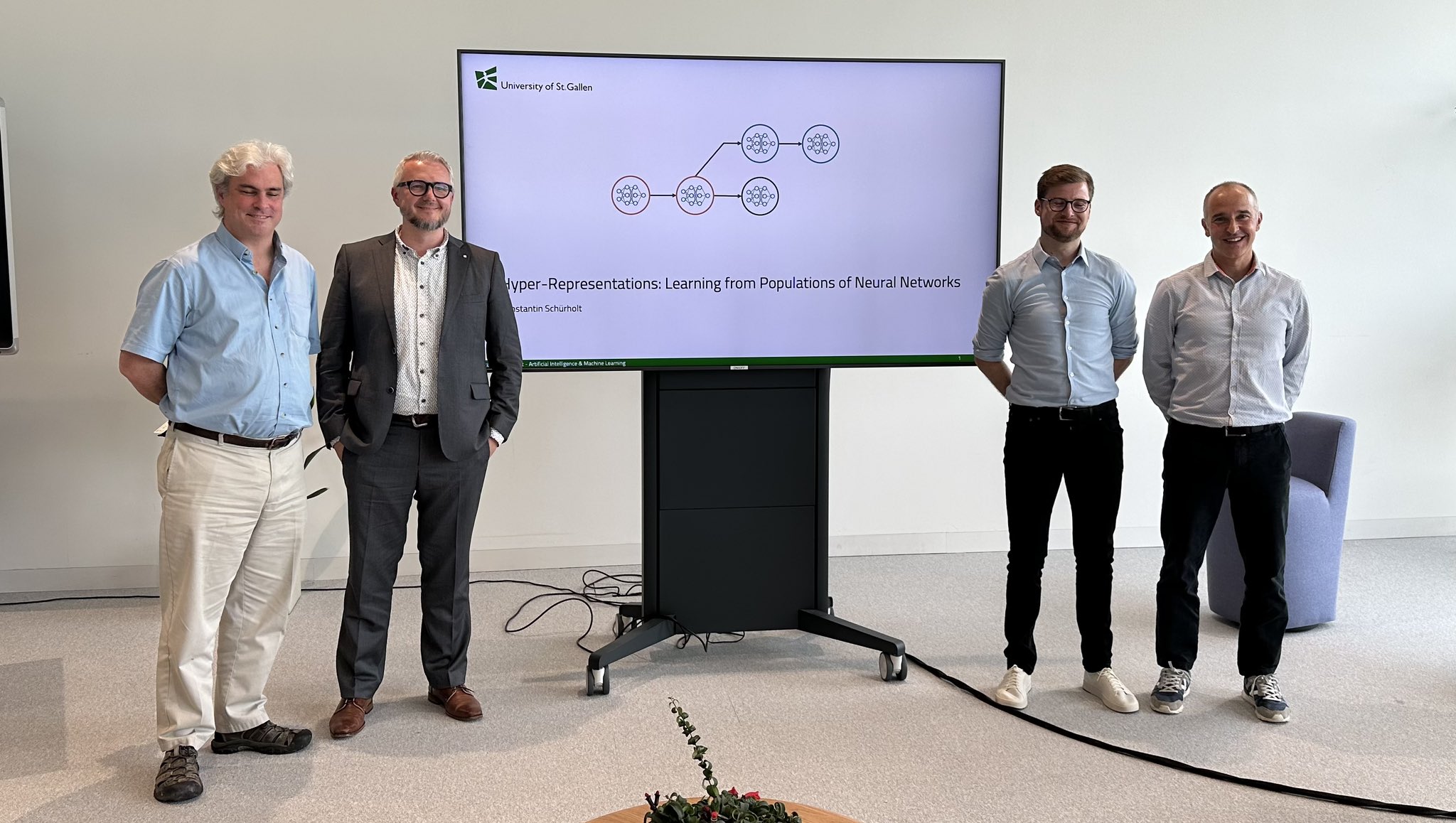 Congratulatuon to Dr Konstantin Schürholt (@k_schuerholt ) for the successfull dwfense of his visionary PhD interpreting sets of NN weights as points in a hyperspace.  Proudly coadvised with Damian Bort (@damianborth ) from @HSGStGallen , and Michael Mahoney from @UCBerkeley