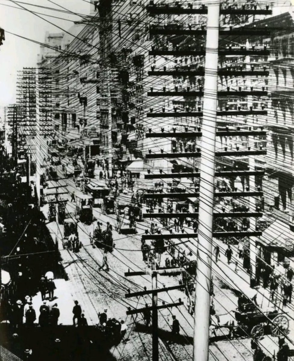 Telephone lines in New York, 1887.