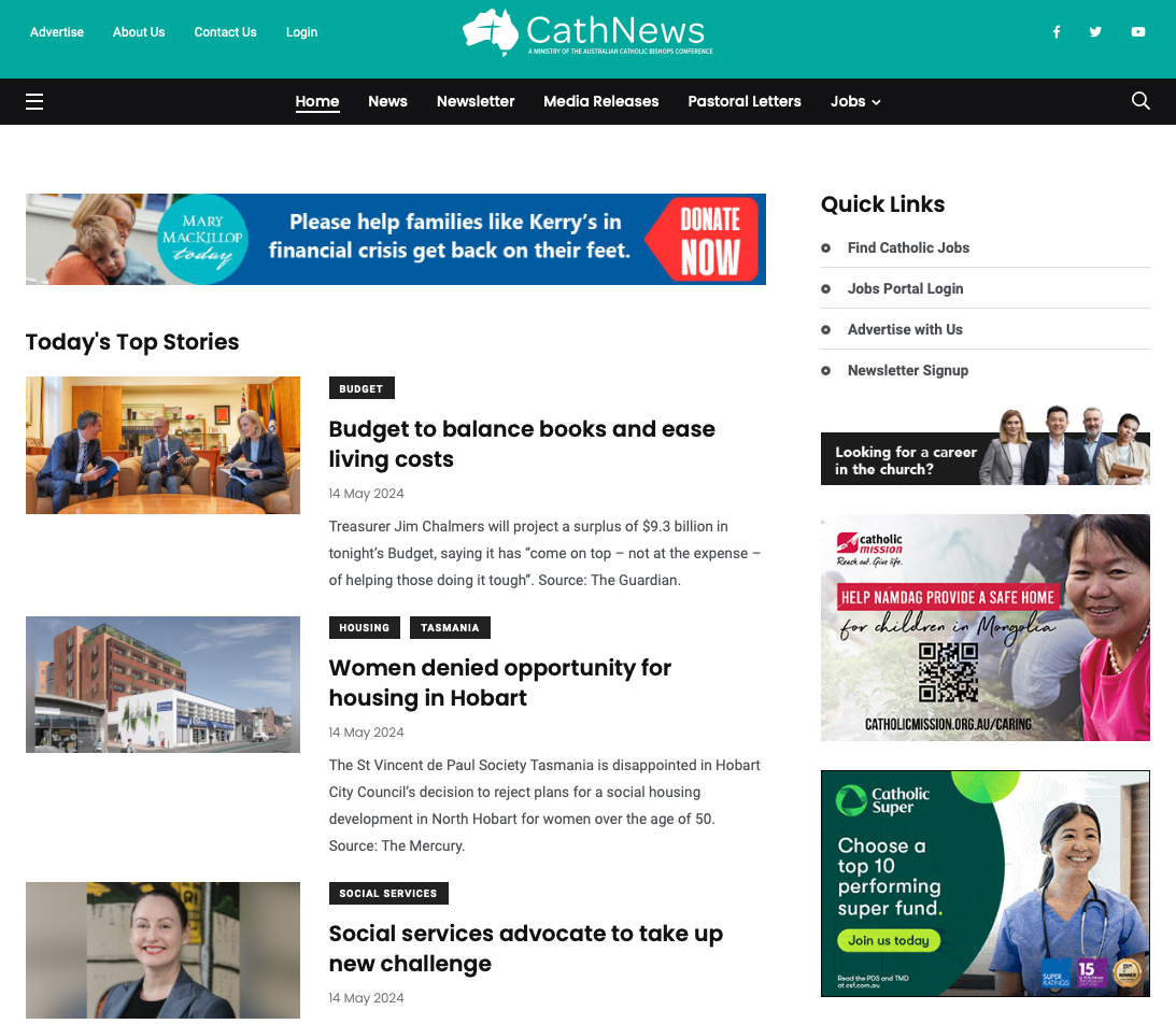 Today's CathNews is now online: cathnews.com