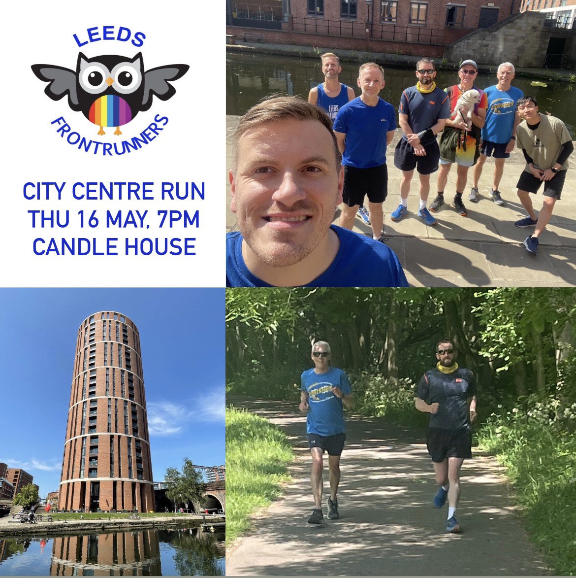 New run this Thursday 16th May at 7pm, meeting at Candle House near Leeds Station. Running west along the canal. Message us if you want to join! #leedsfrontrunners #frontrunners #internationalfrontrunners #running #lgbtq #lgbtrunning #leedslgbt #leeds