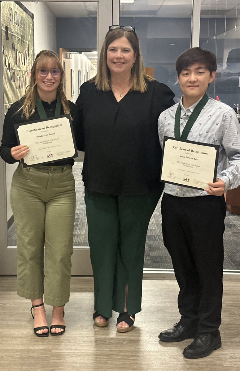 Congratulations John and Natalie!! It was my honor to recognize you at the board meeting tonight! #PROUDPrincipal #MaydeForThis 💚