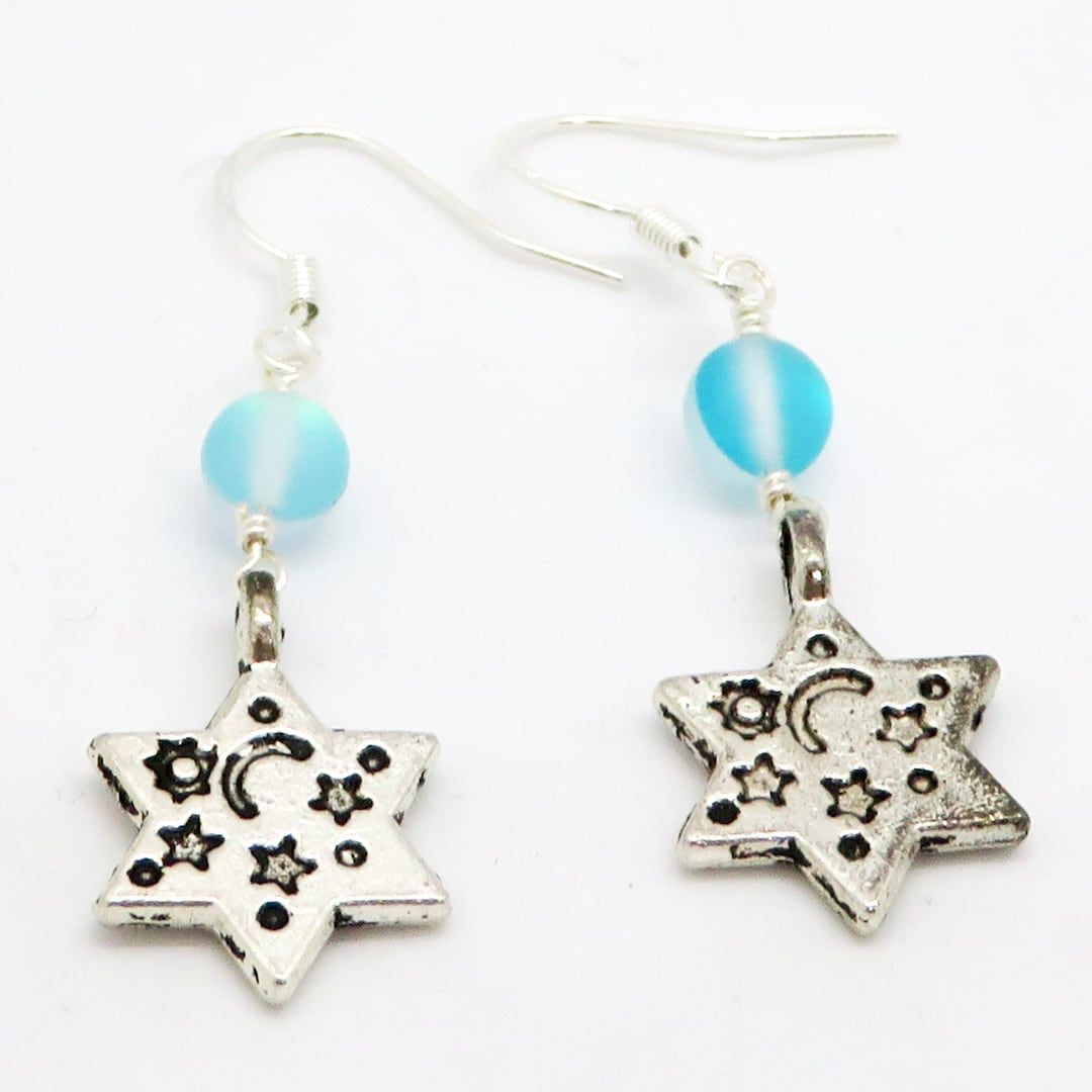 Budget friendly quality gift ideas for you and yours. Pewter Six-Sided Star and Mystic Opalite Dangle Earrings From RivendellRocksSedona on Etsy #CCMTT rivendellrockssedona.etsy.com/listing/172559…
