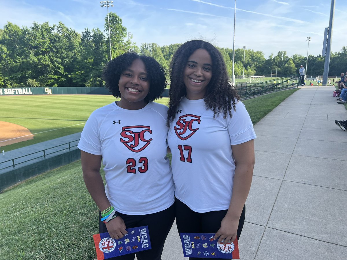 Yasmin Burrell ‘25 and Devyn Johnson ‘25 were recognized before tonight’s WCAC Championship Game! The 2024 WCAC All Conference 1st Team selections represented Cadets 🥎  on the team voted by conference coaches! @SJCAthletics Congrats!
