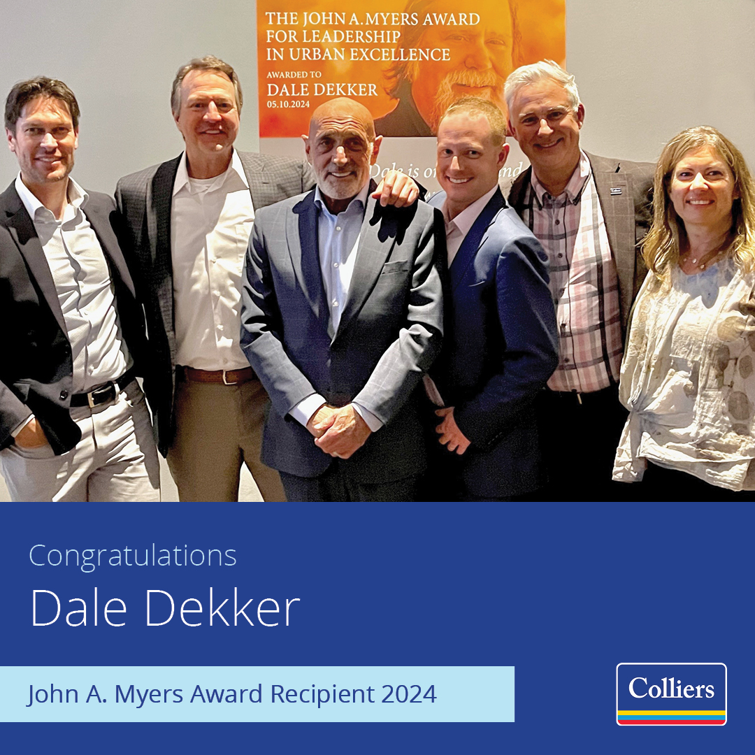 Colliers_NM's tweet photo. Colliers congratulates Dale Dekker on receiving the John A. Myers Award for Leadership in Urban Excellence! 

We're  proud to help @ulinewmexico recognize a visionary who has played such an important role in the development of ABQ's built environment.

#ulinm #award @dpsdesigns https://t.co/7nIYG6XV66
