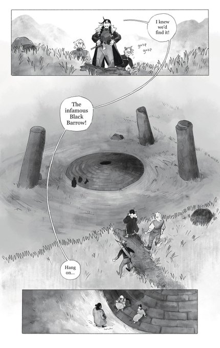 Hello #webcomicday ! We're coming up on the end of the first chapter of THE BLACK BARROW OF WAKING PASS- a comic about tomb keepers, tomb robbers, and a monster. Give it a read!