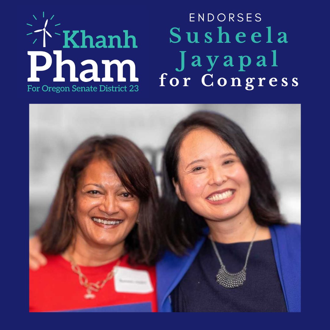 I'm proud to endorse @SusheelaJayapal in Portland's once-in-a-generation election for US Congress. From transportation justice, equitable tax reform, to her unwavering call for a ceasefire in Gaza, Susheela leads on the crises of our time with courage and compassion.  #orpol