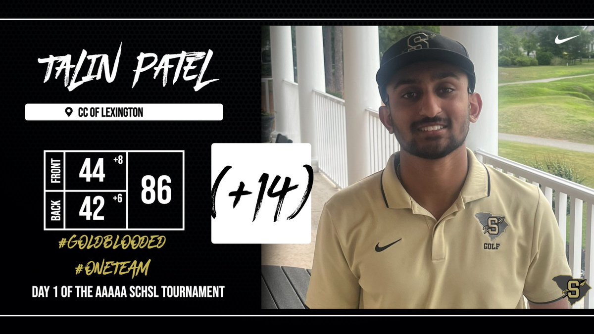 Talin Patel finished today with an 86 in the 1st Round of the AAAAA ⛳️ Tournament at the CC of Lexington. Talin will tee it up for Round 2 tomorrow morning! Good Luck!! #GoldBlooded #OneTeam