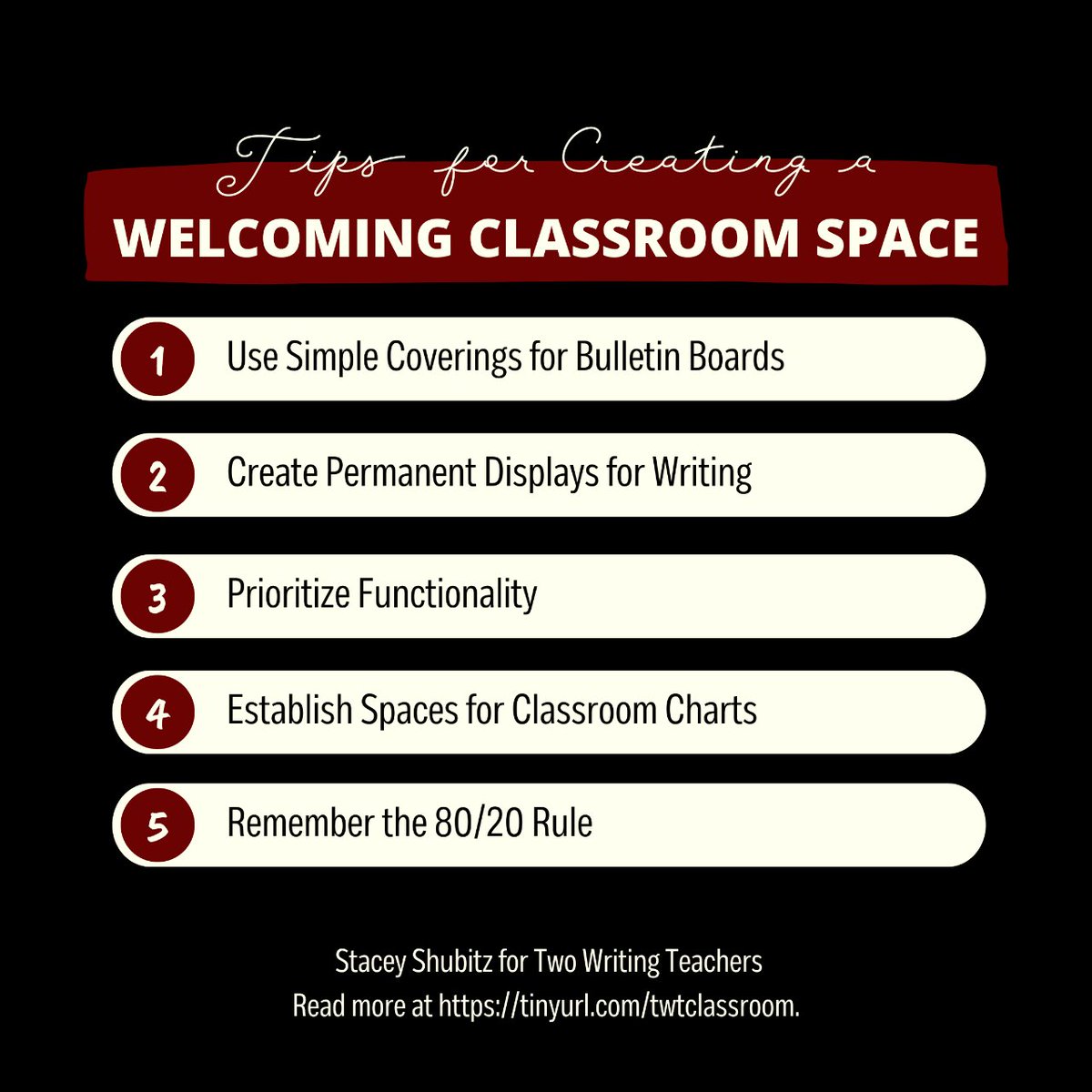 As the school year winds down, you might be thinking about what your 2024-25 classroom will look like. Here are 5 practical tips for creating a welcoming space for students that doesn't require hours of labor when you return after summer break. #TWTBlog  wp.me/p57D8-kLj