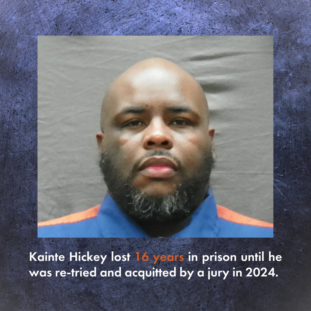 In 2008, Kainte Hickey was sentenced to life in prison for a murder in #Detroit. He was granted a new trial and #acquitted in 2024 based on testimony of witnesses that he was elsewhere at the time of the crime. Read more: ow.ly/GMBR50RF1Nf