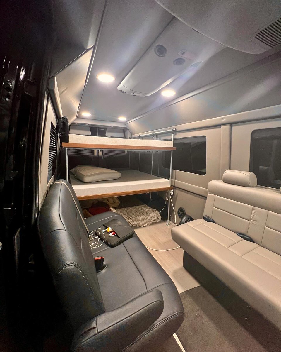 Touring friends! Looking to rent out my Sprinter van w/ custom bunk & seating build for spring/summer ext. wheelbase + high roof & v6 turbo diesel tow capacity Sleeps 6 in the bunks with a 7th slot on the main bench Vehicle available now until August 18th, DM if interested