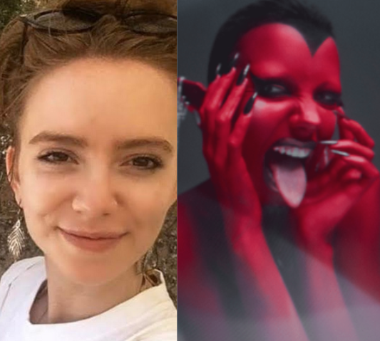 Bambie Thug is an Irish musician who describes herself as a queer, non-binary ouija popstar, whose style is 'hyperpunk avant electro-pop.' This is her before and after a Trump presidency. Coincidence?