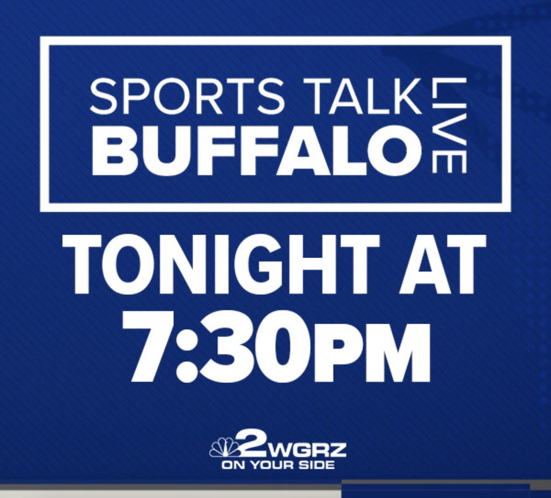 Please join us at 7:30p for @WGRZ Sports Talk Live Buffalo as @AdamBenigni, @JonScottTV, @pham1717 & yours truly talk #Bills offseason, plus #NFL schedule release, as well as #Sabres. We'll also have some great Bills takes from @ProFootballHOF member Bill Polian.