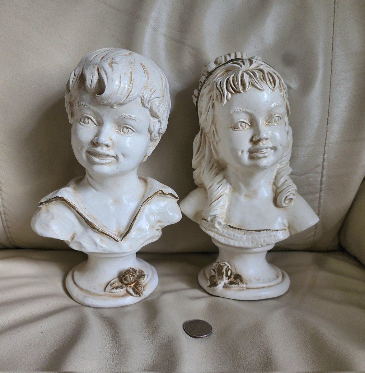 Vintage boy and girl busts statues 1962 by Universal Statuary Corp 10 inches tall home decorative display. rjbeavintagecravings.etsy.com/listing/171430…