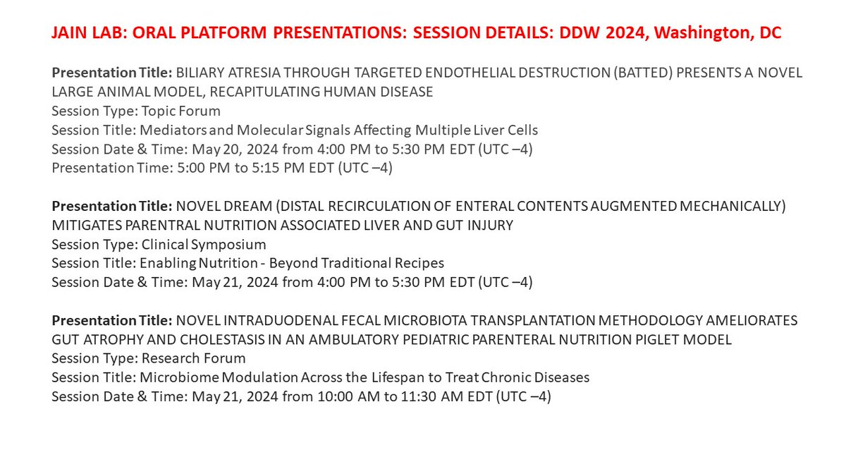 jain_labgroup's tweet photo. Congratulation!! Several platform presentations and posters at DDW 2024 in Washington DC from our lab (details below)! Hoping to see everyone next week! https://t.co/Wqogmmdzst