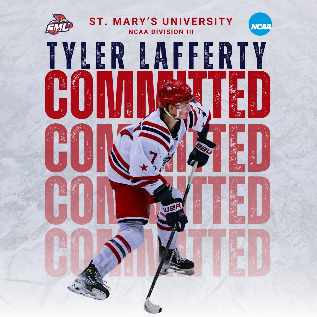 OgdenMustangs's tweet photo. ‼️COLLEGE COMMITMENT‼️

👏Congratulations to Defenseman Tyler Lafferty on his commitment to St. Mary’s University! 

🥇Lafferty is the 3rd NCAA commitment on the Mustangs 2023-2024 roster. 

#ncdc #ogdenmustangs #herdofone #ncaa https://t.co/JcxyK99Bsh