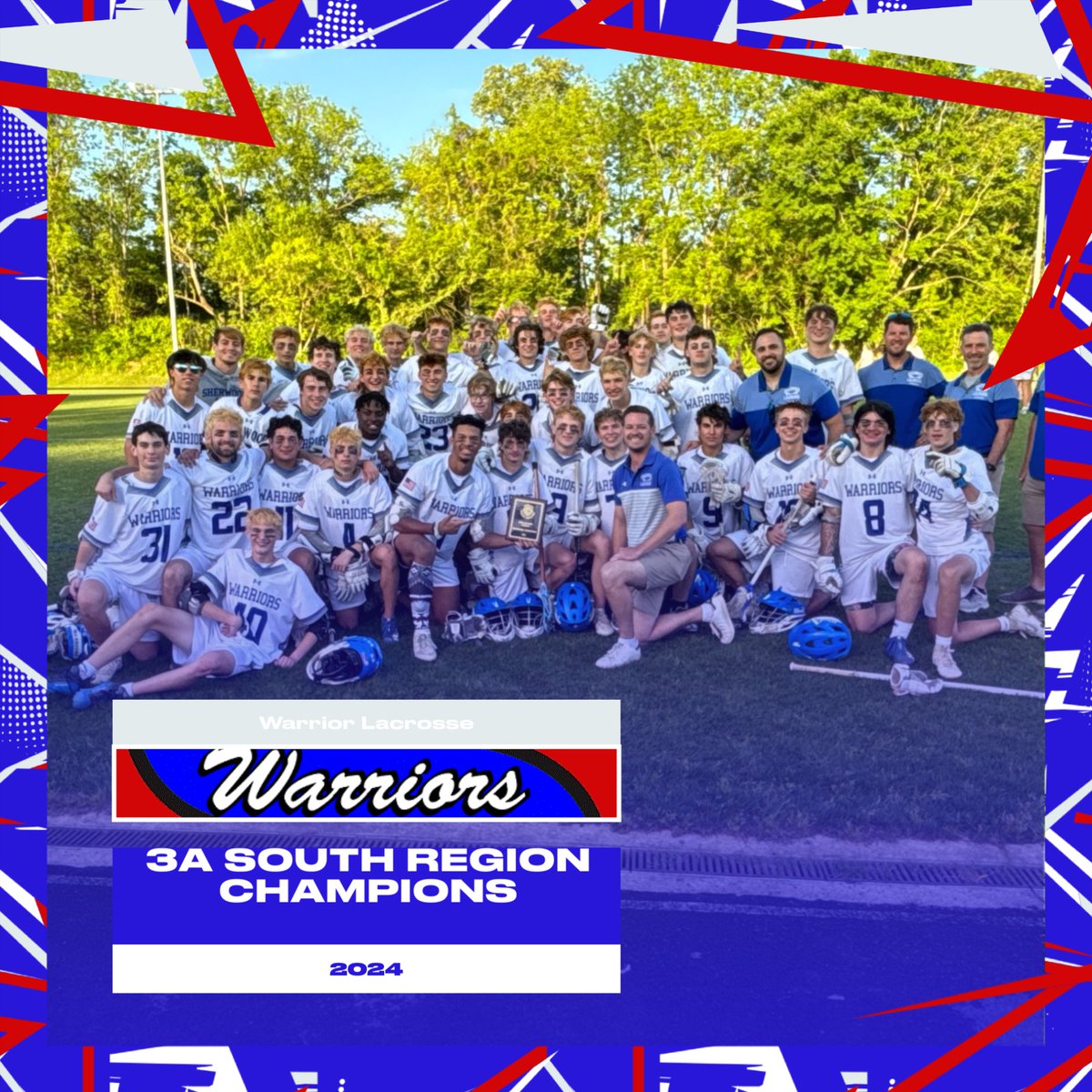 Congratulations to the boys lacrosse team on winning the 3A Soruh Region Championship. Way to go Warriors! @shs_warrior @sherwoodlax