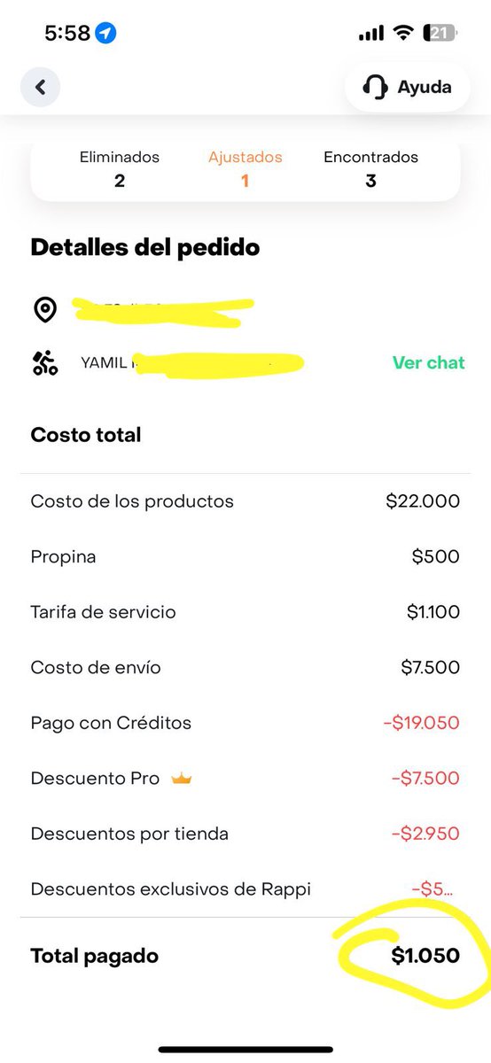 luis_of99's tweet photo. Porque si mi pedido mostraba que era un cobro de 1.050$ ya que se supone que tenía créditos regalados, cuando llega el Rappi me dice que es 22.000??? Y para más calmo se enoja el amigo, me podrían explicar @RappiColombia @RappiColombia https://t.co/6GbGH8HTEY