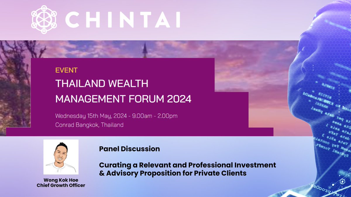 Join our Chief Growth Officer in Bangkok on 15 May at the @hubbisnews Thailand Wealth Management Forum 2024. See you there! #chintai #chintainetwork #wealthmanagement #digitalassets #tokenisation #regulated