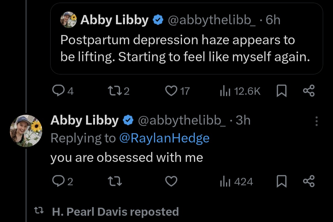 nice subtweet, Pearl
You're ugly in your soul, and it shines through no matter how much you debase yourself trying to attract men. That's why you'll probably never know what postpartum is like.