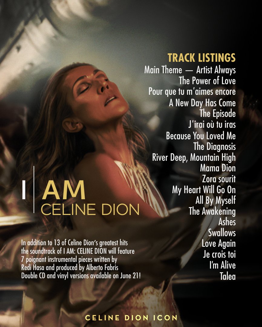 The official track list of I AM Celine Dion has been announced.