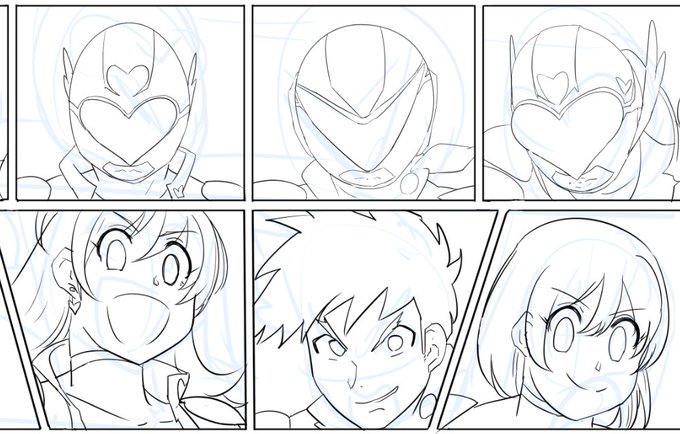 ヘルメットあり無し分けながら描いている 