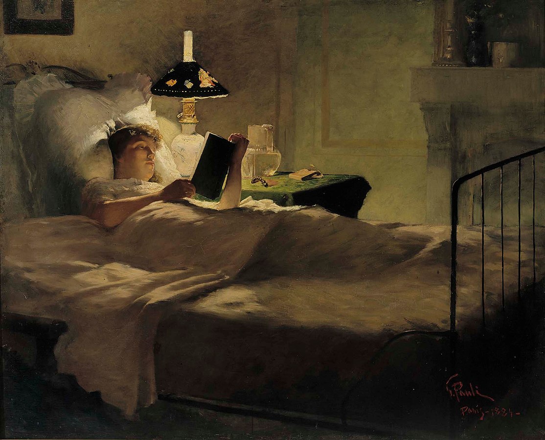 Bonne lecture... et beaux rêves!

Georg Pauli (Suède, 1855–1935), Lecture du soir, 1884, Galerie nationale de Finlande, Helsinki.