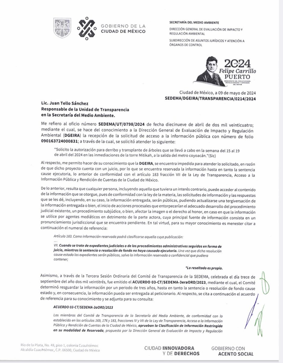 Coordinación de Pueblos de Xochimilco. (@cpbycxochimilco) on Twitter photo Hace unas semanas hubo un nuevo derribo y supuesto trasplante de árboles en las inmediaciones de Mitikah. Solicitamos la autorización para ese derribo y <a href="/SEDEMA_CDMX/">Secretaría del Medio Ambiente</a> clasificó la información como reservada. Hace unas semanas hubo un nuevo derribo y supuesto trasplante de árboles en las inmediaciones de Mitikah. Solicitamos la autorización para ese derribo y <a href="/SEDEMA_CDMX/">Secretaría del Medio Ambiente</a> clasificó la información como reservada.
