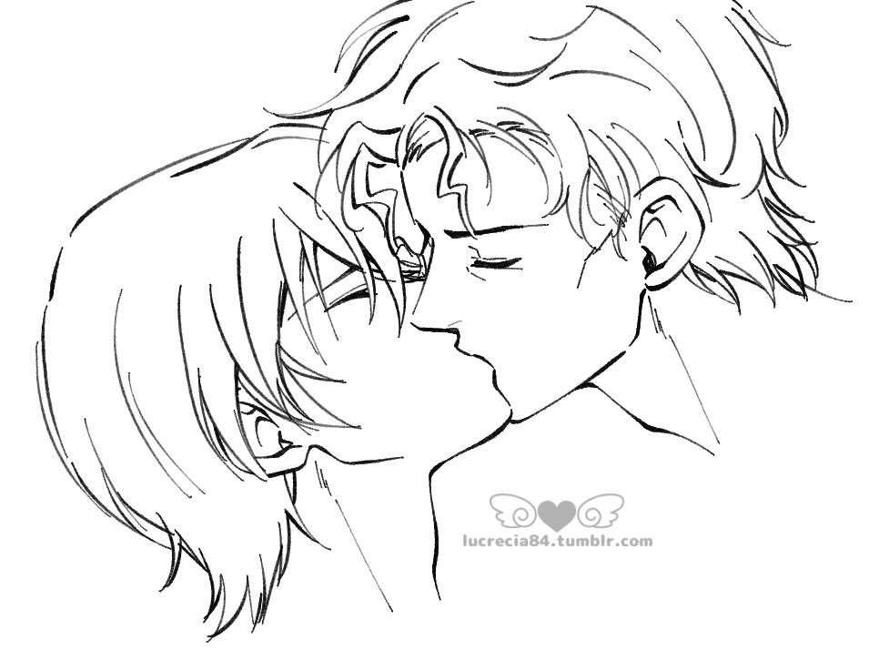 I doodled some #AKAM #赤安 kisses yesterday.