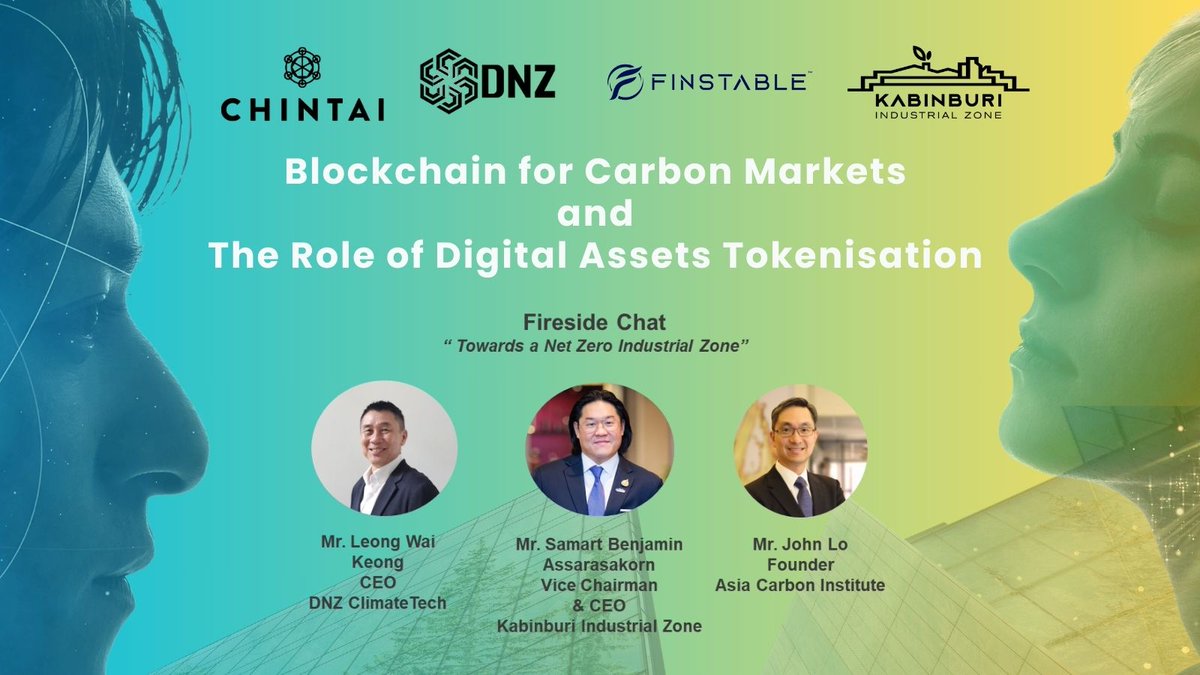 A power 'Lunch and Learn' in Bangkok on 16 May at the Four Seasons Hotel. We are proud to collaborate with @FinstableCo, DNZ ClimateTech, and KIZ to discuss the challenges and opportunities in the carbon markets and tokenisation's role in accelerating adoption. #chintai