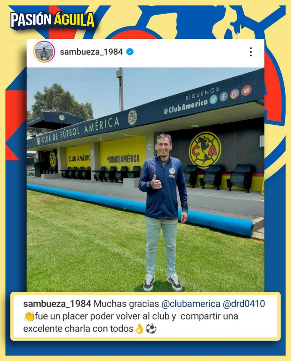 Rubens Sambueza estuvo en las instalaciones del equipo más grande de México.🦅

¿Qué es lo que más recuerdas de él en su estancia en el Club América?

#ClubAmerica #SomosAmerica #SiempreAguilas