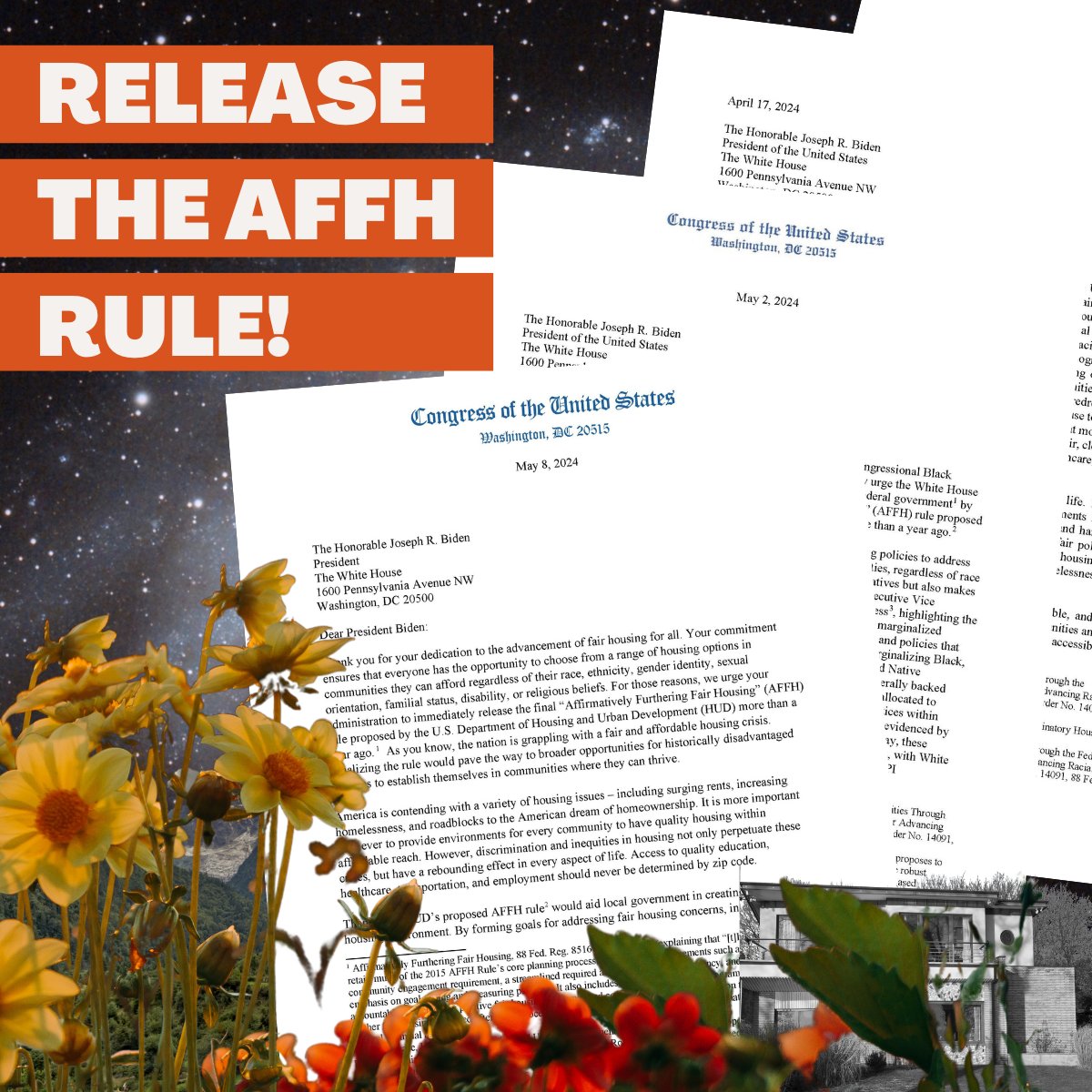 There is growing action among members of Congress urging @POTUS & @WhiteHouse to release @HUDgov's final #AFFH rule to address the nation's fair and affordable housing crisis.