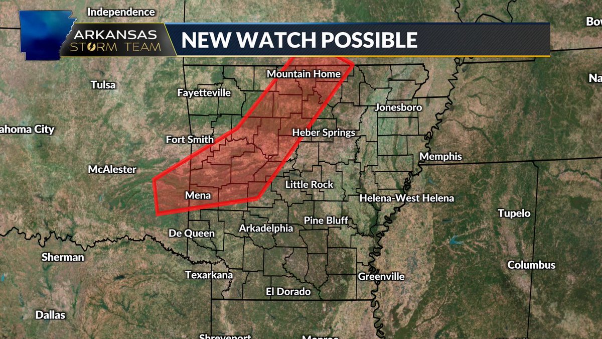 20% Chance for a severe thunderstorm watch this evening. Main threats will be wind and hail #ARWX #ARStormTeam