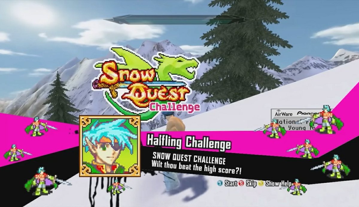 currently bewildered by this 360 launch title snowboarding game (amped 3) where one of the themed mission UIs consists of poorly edited Fire Emblem GBA assets