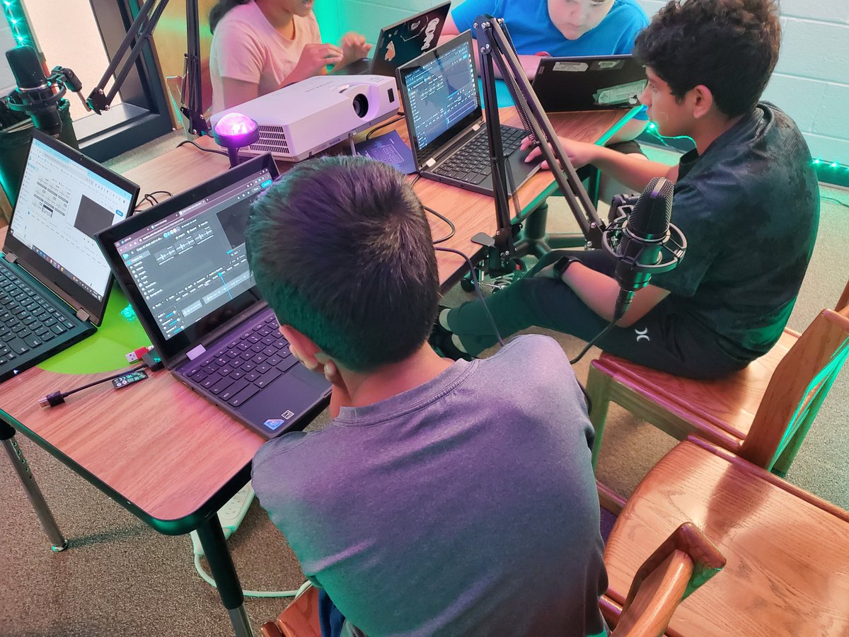 Our <a href="/LCPSLegacy/">Legacy Elementary</a> podcast team was busy editing their latest episode today! Last week, they interviewed students following our Computer Science and STEM Day event!