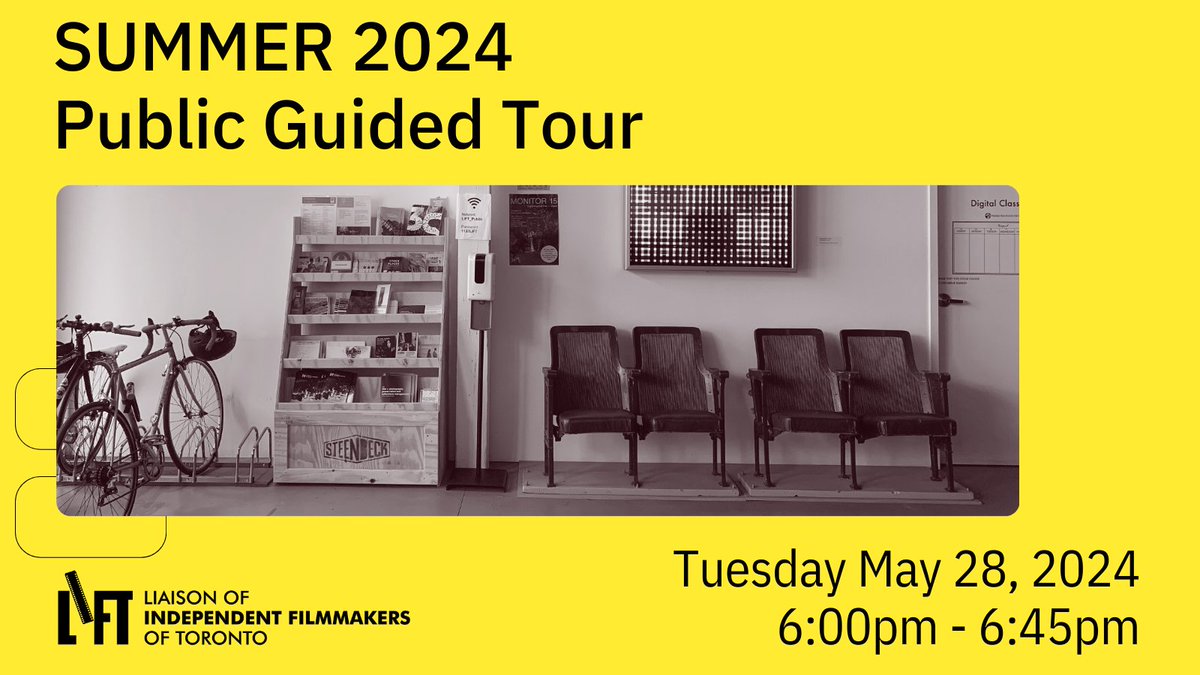 🥳🎬 😍 Want to learn how to make a film? Come to @LIFTfilm's free SUMMER 2024 PUBLIC GUIDED TOUR on Tuesday May 28 at 6:00pm. Limited space, RSVP starting May 21: lift.ca/workshop-regis… #LiftFilm #LiftWksp #Toronto #GreaterTorontoArea #Filmmaking #Film #Cinema #Digital #Art